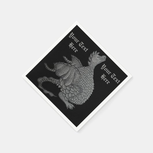 Serviette En Papier créature imaginaire mythique dragon gris mignon (Coin)