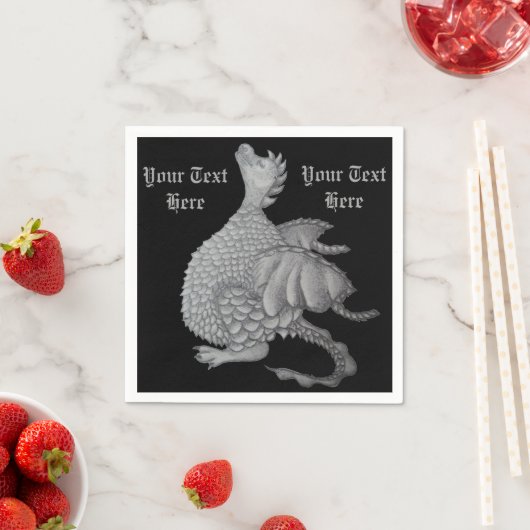 Serviette En Papier créature imaginaire mythique dragon gris mignon (En situation)