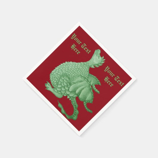 Serviette En Papier créature imaginaire mythique dragon vert mignon (Coin)