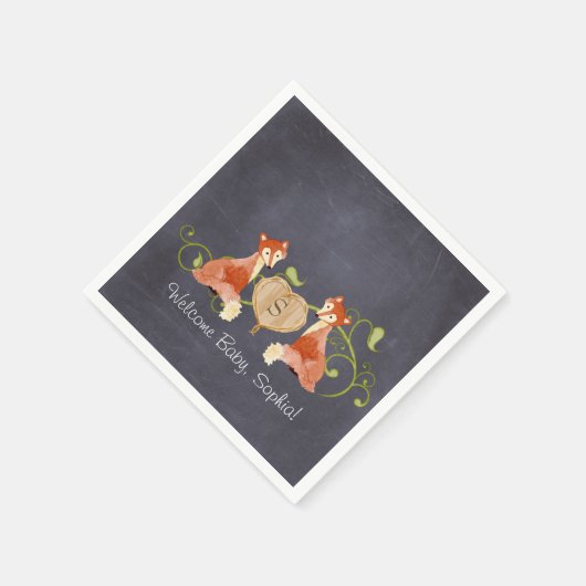 Serviette En Papier Créatures animales boisées, renard n vignes Nouvea (Coin)