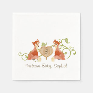 Serviette En Papier Créatures animales boisées, renard n vignes Nouvea