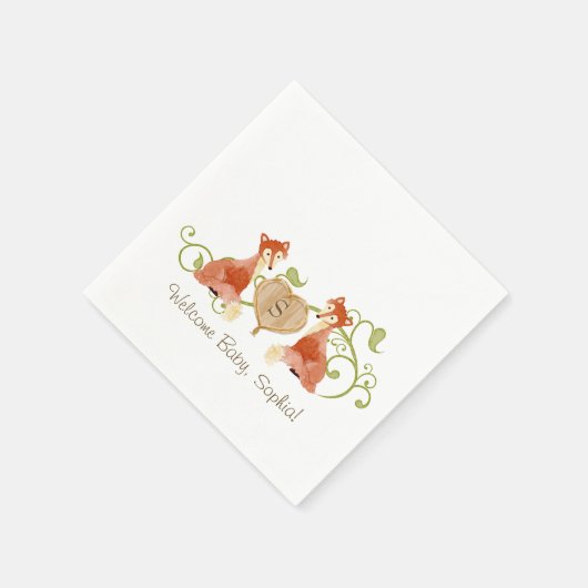 Serviette En Papier Créatures animales boisées, renard n vignes Nouvea (Coin)