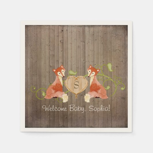Serviette En Papier Créatures animales boisées, renard n vignes Nouvea (Devant)