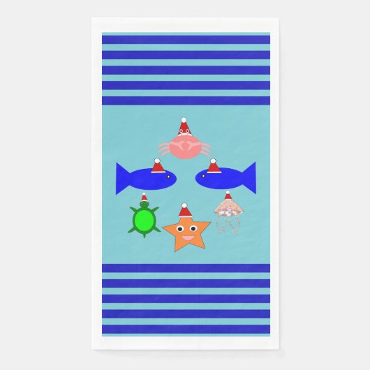 Serviette En Papier Créatures de la mer de Noël (Devant)