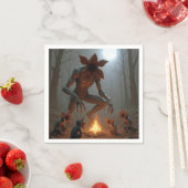 Serviette En Papier Créatures Démogorgon autour d'un feu de camp (En situation)