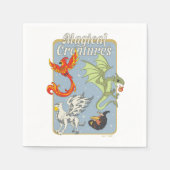 Serviette En Papier Créatures Magiques Graphisme Vintage (Devant)