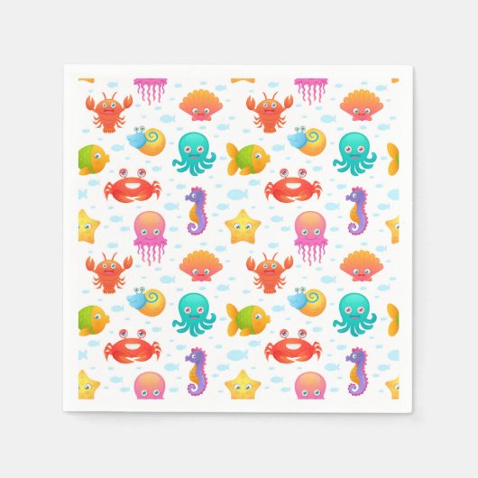 Serviette En Papier Créatures marines (Devant)