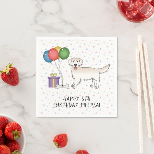 Serviette En Papier Crème anglaise Golden Retriever mignon chien - Ann (En situation)
