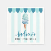 Serviette En Papier Crème Bleue Crème Anniversaire (Devant)