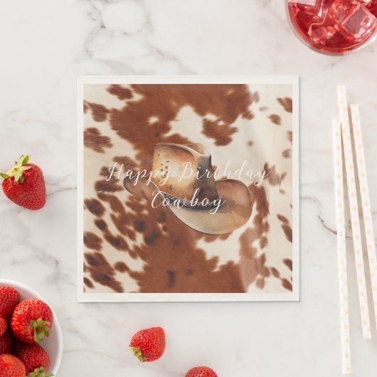 Serviette En Papier Crème Brown Cowboy Casquette (En situation)