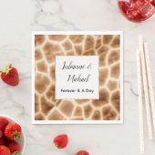 Serviette En Papier Crème Brown Giraffe animal Safari Mariage (En situation)