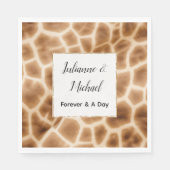 Serviette En Papier Crème Brown Giraffe animal Safari Mariage (Devant)