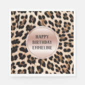 Serviette En Papier Crème Brown Léopard noir rose (Devant)