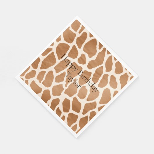 Serviette En Papier Crème Brown Safari Giraffe Poster de animal (Coin)