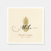Serviette En Papier Crème d'ananas d'or Mariage tropical élégant (Devant)