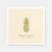 Serviette En Papier Crème d'ananas d'or Mariage tropical élégant (Devant)