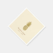 Serviette En Papier Crème d'ananas d'or Mariage tropical élégant (Coin)