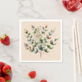 Serviette En Papier Crème d'aquarelle botanique d'Eucalyptus (En situation)