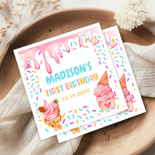 Serviette En Papier Crème de glace 1er fête d'anniversaire