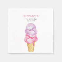 Crème de glace rose Cone fête d'anniversaire