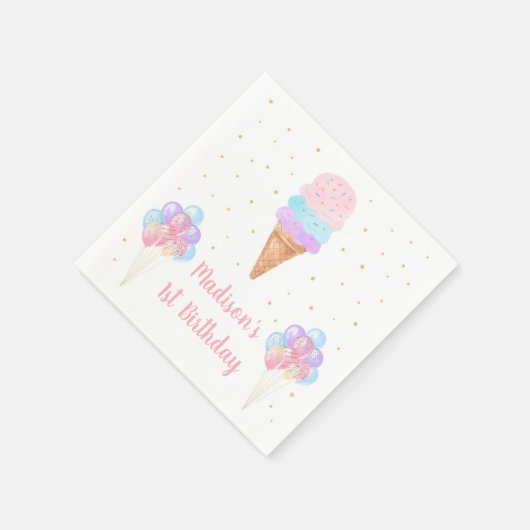 Serviette En Papier Crème de glace rose or Pastel Anniversaire (Coin)