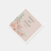 Serviette En Papier Crème de Pêche et Sage Green Jardin Floral romanti (Coin)