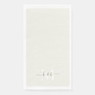 Serviette En Papier Crème de script de lavage de monogramme or et blan