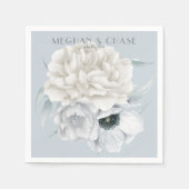 Serviette En Papier Crème d'ivoire bleu pâle Affichage floral (Devant)