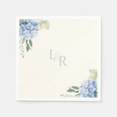 Serviette En Papier Crème d'ivoire chic et Mariage d'hydrangée bleue (Devant)