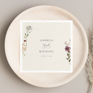Serviette En Papier Crème d'ivoire Fleur sauvage rustique Mariage roma