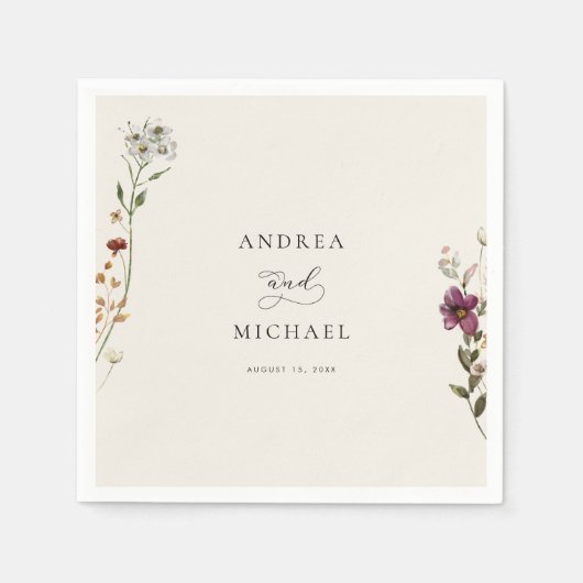 Serviette En Papier Crème d'ivoire Fleur sauvage rustique Mariage roma (Devant)