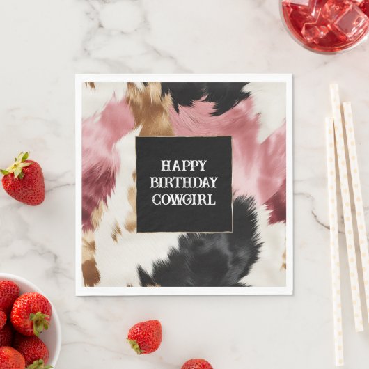 Serviette En Papier Crème d'or rose noir vachette (En situation)