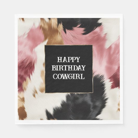 Serviette En Papier Crème d'or rose noir vachette (Devant)