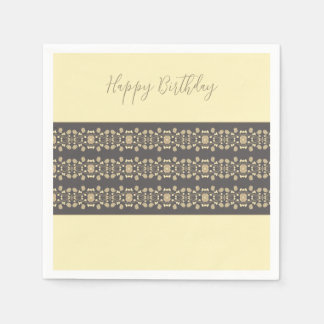 Serviette En Papier Crème Et Taupe Élégantes