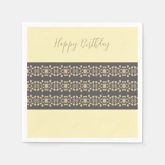 Serviette En Papier Crème Et Taupe Élégantes (Devant)