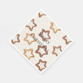 Serviette En Papier Crème Étoiles Blanches Noël (Coin)