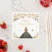 Serviette En Papier Crème Floral Blonde cheveux Princesse Sweet sixtee (En situation)