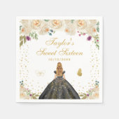 Serviette En Papier Crème Floral Blonde cheveux Princesse Sweet sixtee (Devant)