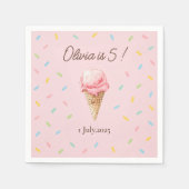 Serviette En Papier Crème glacée à arrosage rose personnalisée Anniver (Devant)