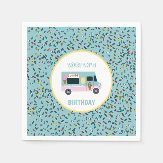 Serviette En Papier Crème glacée Conception Camion Anniversaire (Devant)