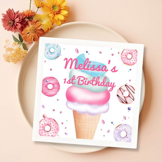 Serviette En Papier Crème glacée cône Anniversaire