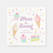 Serviette En Papier Crème glacée et gâteau 3ème anniversaire (Devant)