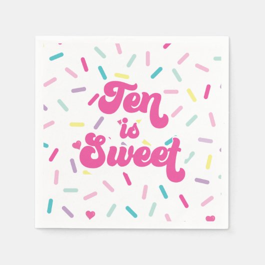 Serviette En Papier Crème glacée et gâteau Dix est doux 10e anniversai (Devant)