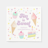 Serviette En Papier Crème glacée et gâteau Dix est doux 10e anniversai (Devant)