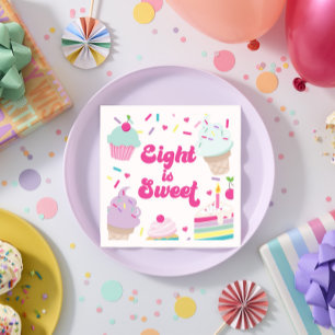 Serviette En Papier Crème glacée et gâteau Huit est doux 8e anniversai