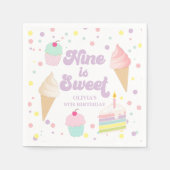 Serviette En Papier Crème glacée et gâteau Neuf est doux 9e anniversai (Devant)