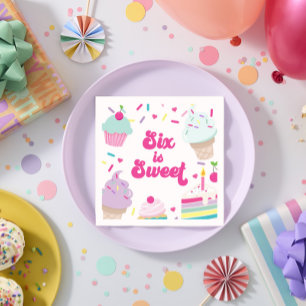 Serviette En Papier Crème glacée et gâteau Six est doux 6e anniversair