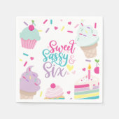 Serviette En Papier Crème glacée et gâteau sucré Sassy Six 6e annivers (Devant)