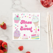 Serviette En Papier Crème glacée et gâteau Trois est doux 3e anniversa (En situation)