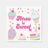 Serviette En Papier Crème glacée et gâteau Trois est doux 3e anniversa (Devant)